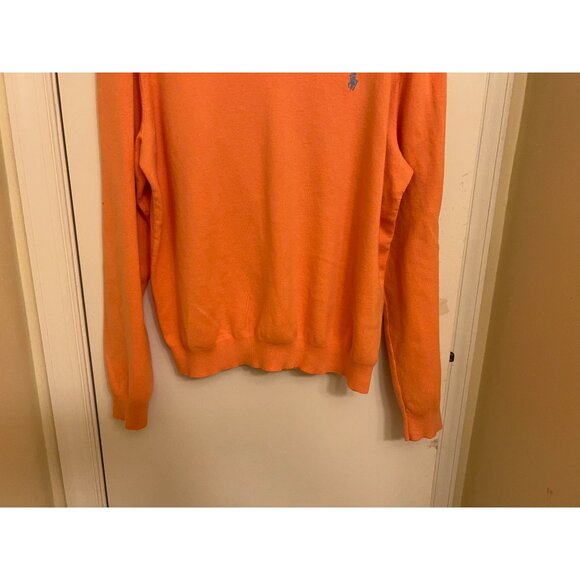 Polo Ralph Lauren Sweater Men XL Orange Pima Cotton V Neck Knit Lightweight/Prep - Picture 3 of 11